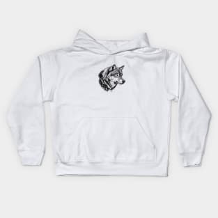 Black-White Wolf Head Kids Hoodie